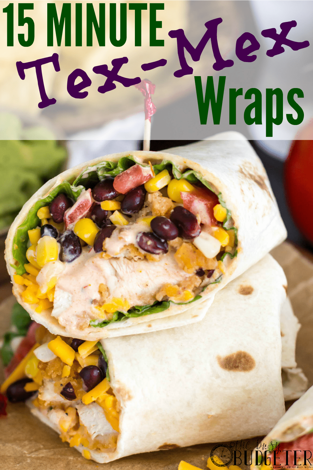 15 Minute Tex Mex Chicken Wrap. Great recipe! Highly recommend and it made a super easy dinner! Perfect easy cheap dinner recipe! 