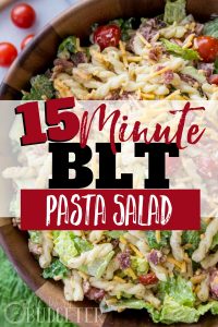This BLT pasta salad makes the list of easy salad recipes because it comes together in minutes and is so perfect for family parties or as the perfect side dish to a summer dinner. You can't go wrong!