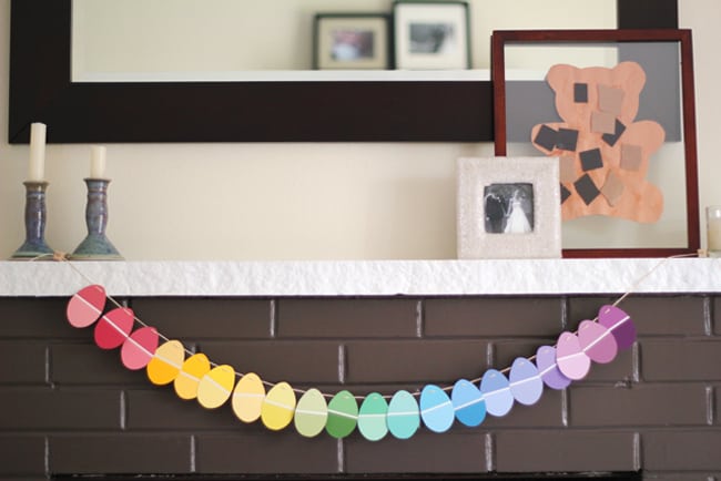 DIY Easter Crafts - such a smart idea! Paint chip samples are so easy to find and with so many colors to pick from, the possibilities are endless! This is a great idea - I will keep it in mind on my next trip to the hardware store!