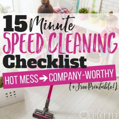 I HATE cleaning!! Seriously, it's the last thing I want to do!! But you know what? If I can tell myself it's only 15 minutes to clean my WHOLE house- it's a whole lot less of a chore and let me tell you-it actually only took 15 minutes!! The speed cleaning checklist that came with it is awesome and helps me stay organized (and motivated) which is a huge win!