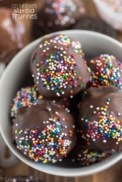 When it comes to easy dessert recipes, these nutella truffles are a favorite in my family! Delicious and easy to make - perfect for parties!