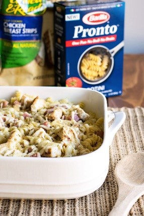 Chicken cordon bleu sounds like a fancy dinner that my family wouldn't love but add some pasta and frozen pre-cooked chicken and we've got a winning pasta!