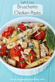 This bruschetta chicken pasta is my go-to party pasta dish! Love how easy it is to make - and swap in some frozen pre-grilled chicken and it's way easier and equally as delicious. 