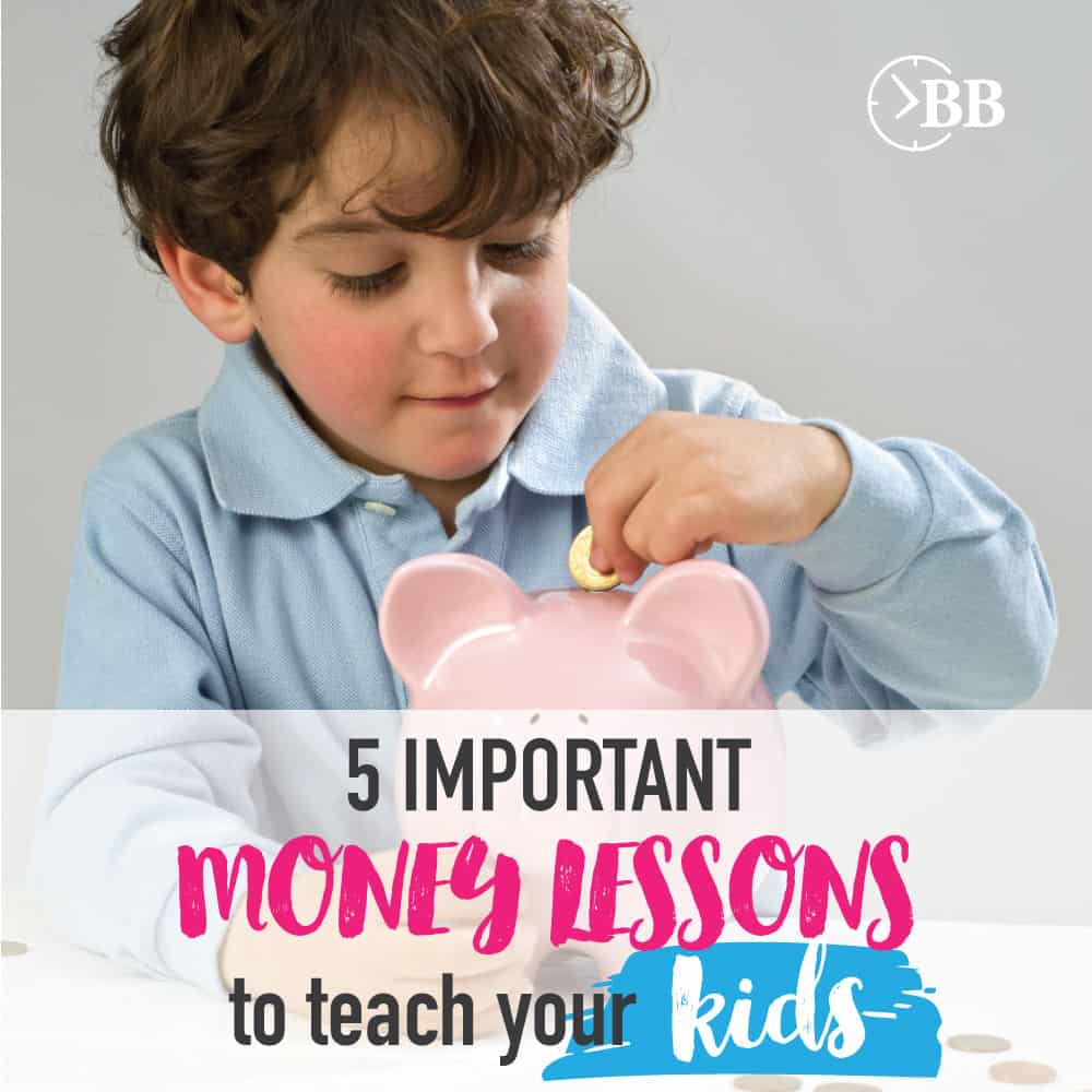 5 Important Money Lessons to teach your kids. Right on target! I've been struggling to figure out how to get started with my kids, these are some GREAT ideas!