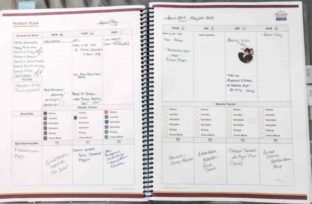 Weekly spread in the best planner for adhd