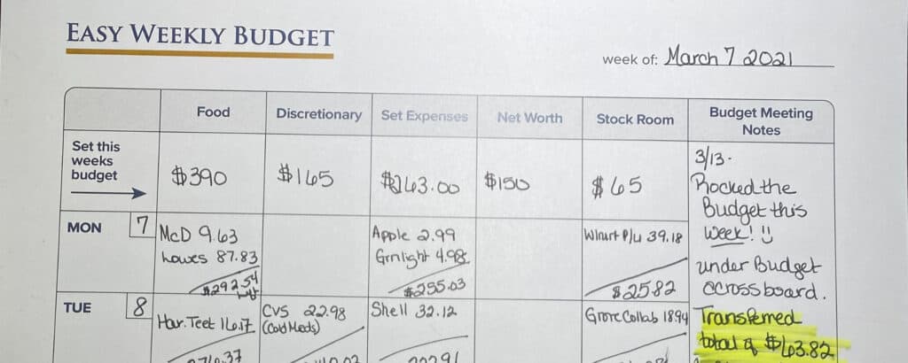 Easy Weekly Budget Printable 