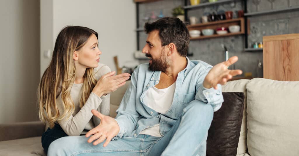 couple fighting over family chore chart