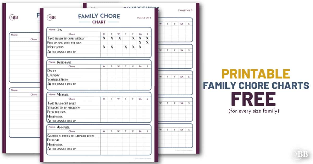 Image of the free family chore chart