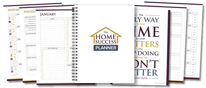 Splayed images of the Home Success Planner and it's pages
