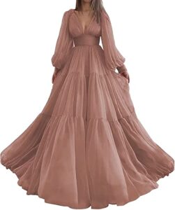 Puffy Sleeve Pink Prom Dress