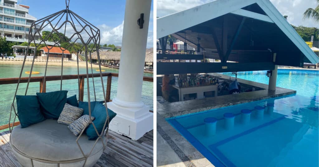 Relaxing beach swing and pool bar at Sandals Ochi