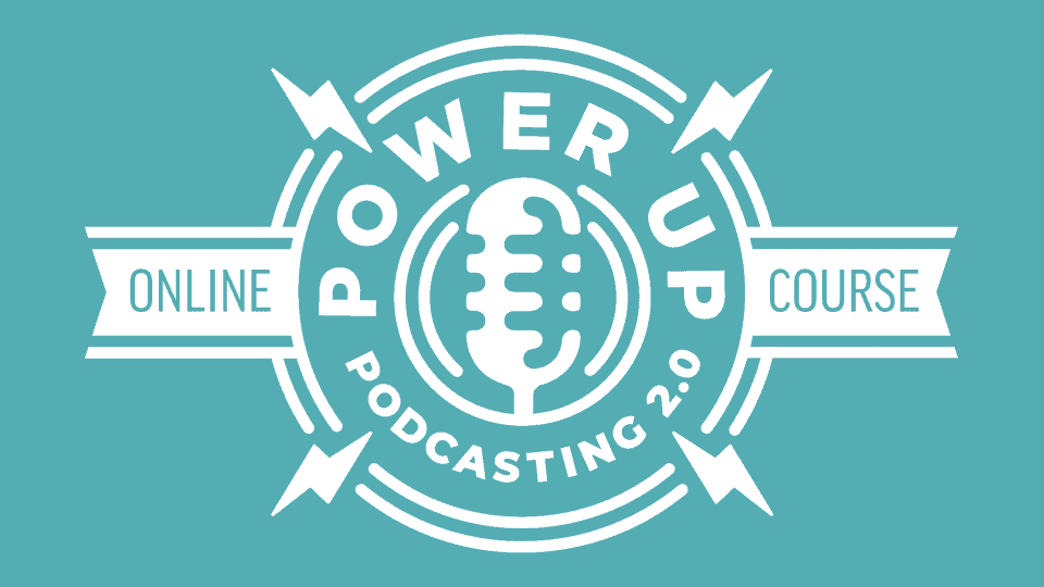 Power up podcasting by Pat Flynn Logo.